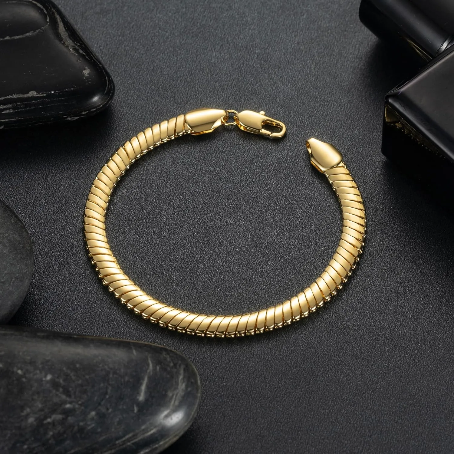 14K Gold Bracelets for Women Smooth Snake Gold Chain Bracelet for Both Men and Women Stackable Bracelets Jewelry Gifts 6.5-9 Inches