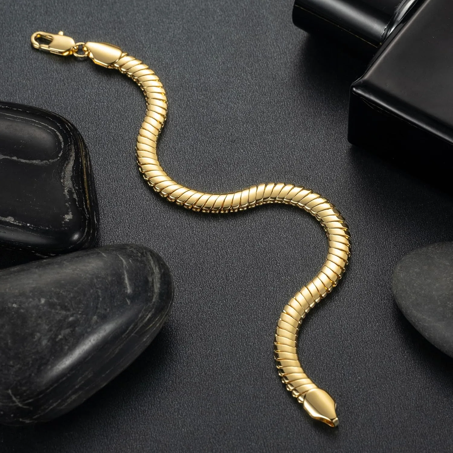 14K Gold Bracelets for Women Smooth Snake Gold Chain Bracelet for Both Men and Women Stackable Bracelets Jewelry Gifts 6.5-9 Inches