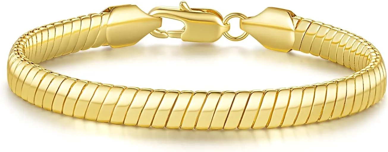 14K Gold Bracelets for Women Smooth Snake Gold Chain Bracelet for Both Men and Women Stackable Bracelets Jewelry Gifts 6.5-9 Inches