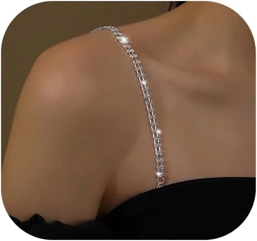 1Pair Rhinestone Shoulder Strap Chain Bra Chain Luxury Bridal Wedding Rhinestone Lingerie Strap Shoulder Chain Crystal Underwear Chain Jewelry for Women Dress