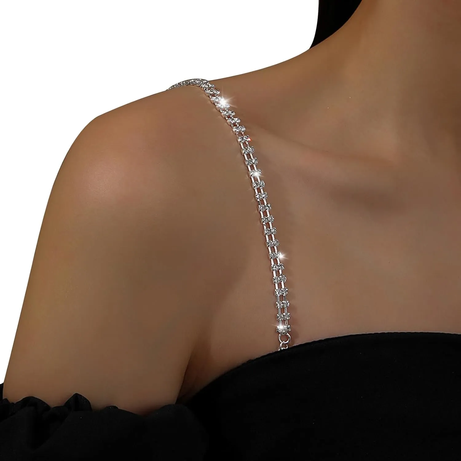1Pair Rhinestone Shoulder Strap Chain Bra Chain Luxury Bridal Wedding Rhinestone Lingerie Strap Shoulder Chain Crystal Underwear Chain Jewelry for Women Dress