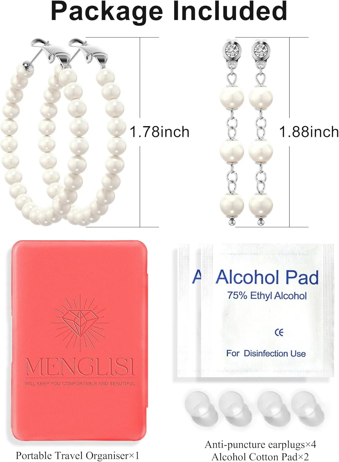 3 Pairs Pearl Earrings for Women - Gold Plated Lightweight Open Large Circle Round Pearl Earrings, 316L Surgical Steel Hypoallergenic, Valentines Day Gift.