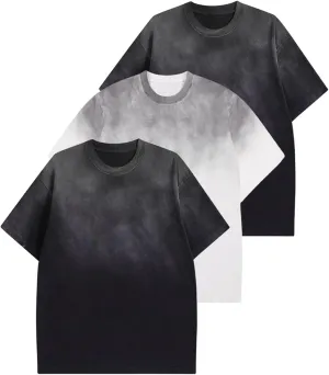 3 Pcs Mens Oversized T-Shirts Heavy Cotton Summer Unisex Vintage Tee Loose Short Sleeve Streetwear Casual Women Tshirts