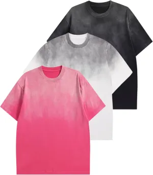 3 Pcs Mens Oversized T-Shirts Heavy Cotton Summer Unisex Vintage Tee Loose Short Sleeve Streetwear Casual Women Tshirts