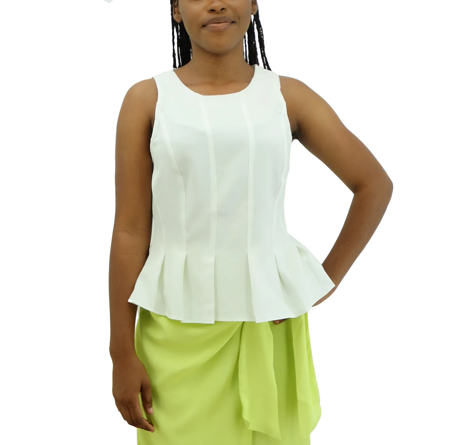 39260T, LADIES' SLEEVELESS PEPLUM TOP