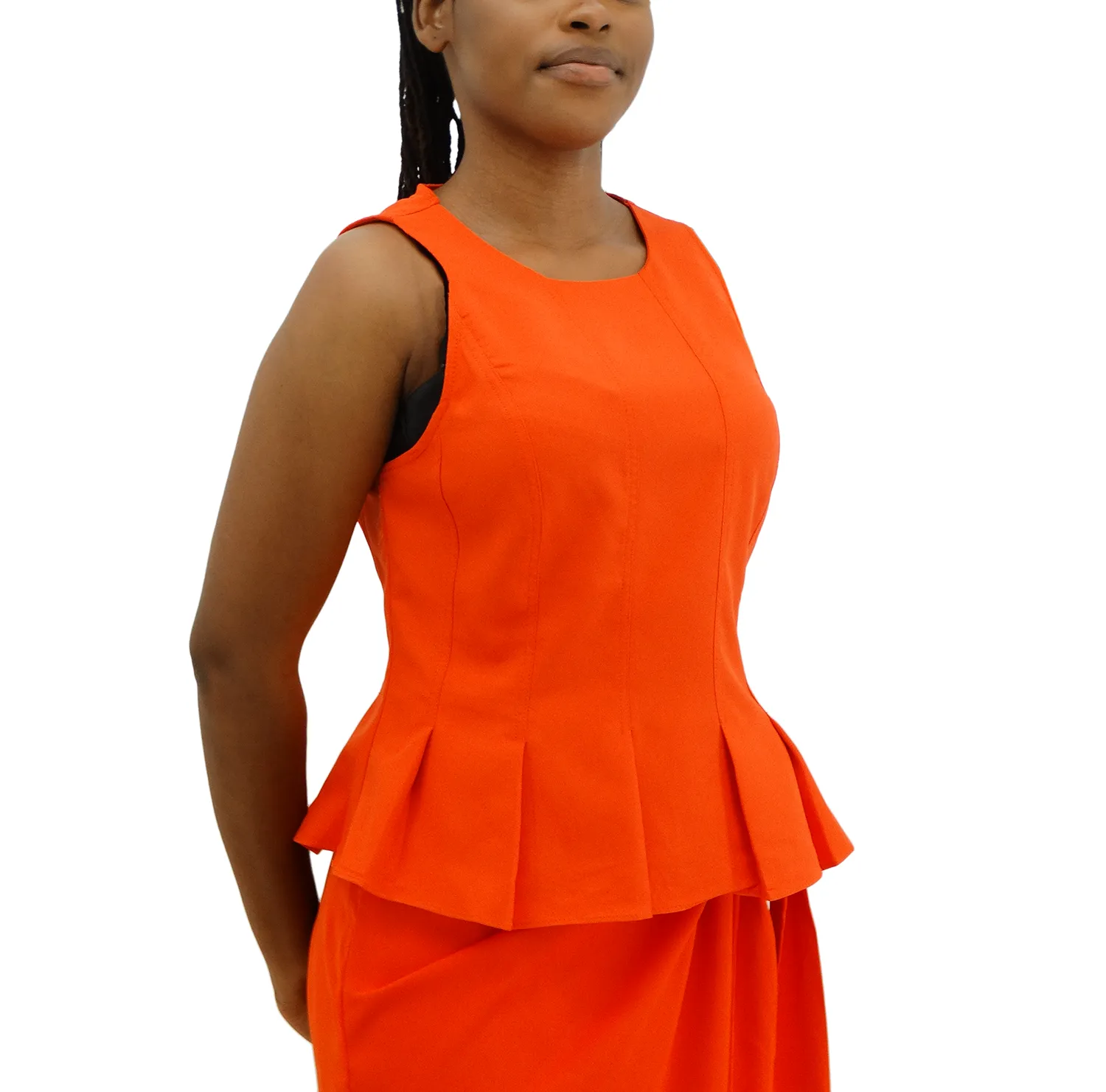 39260T, LADIES' SLEEVELESS PEPLUM TOP