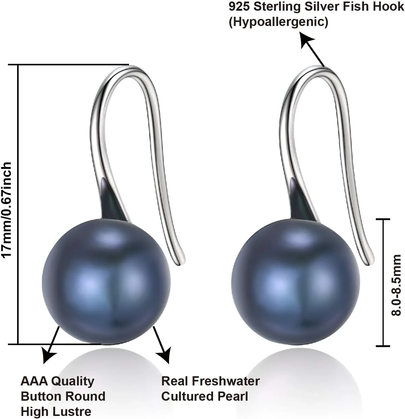 925 Sterling Silver Freshwater Cultured Handpicked AAA  Quality Pearl Drop Earring for Women