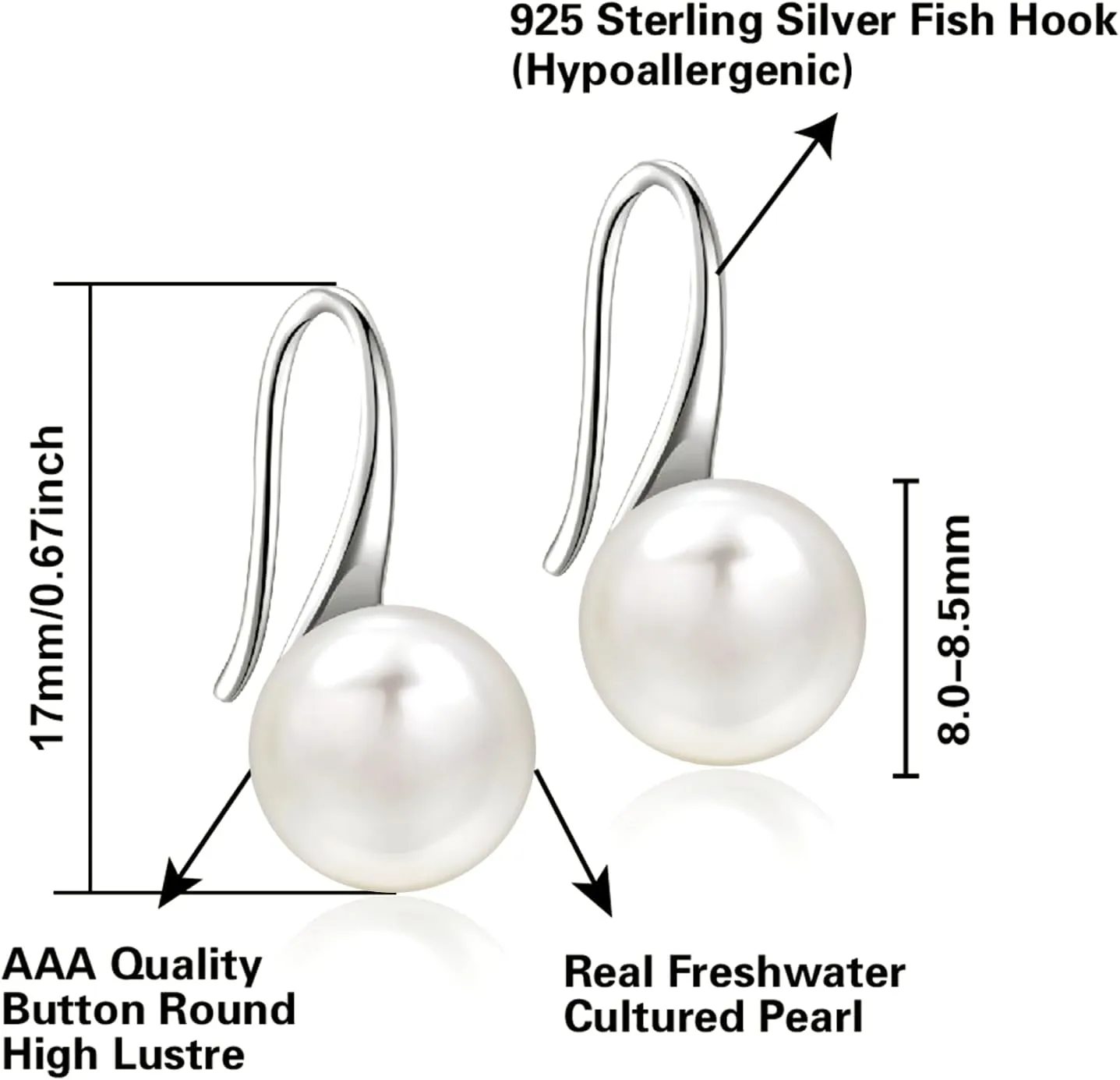925 Sterling Silver Freshwater Cultured Handpicked AAA  Quality Pearl Drop Earring for Women