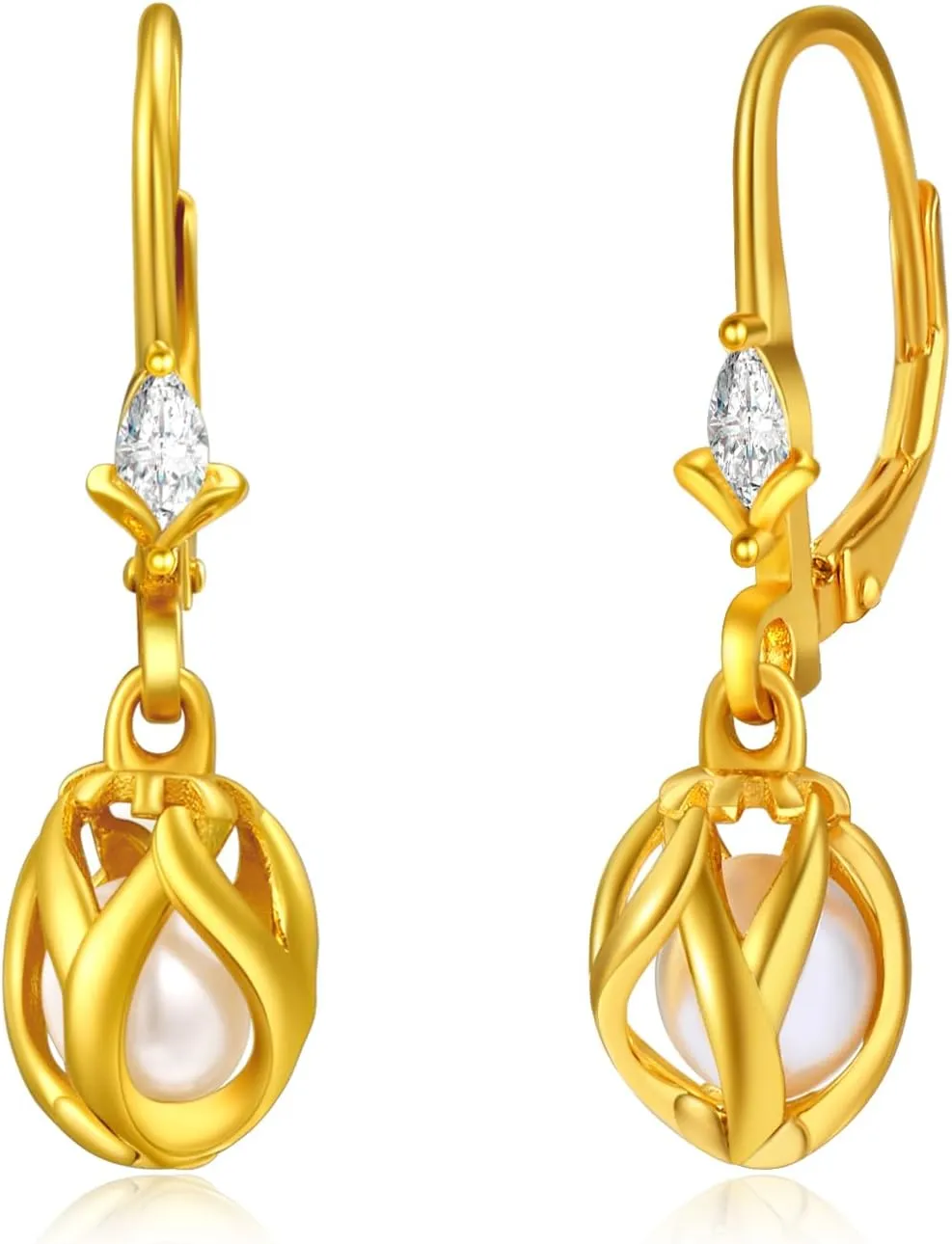 AENEAS Pearl Earrings for Women Sterling Silver Gold Plated Pearl Dangle Drop Earrings Jewelry for Women Mom Wife
