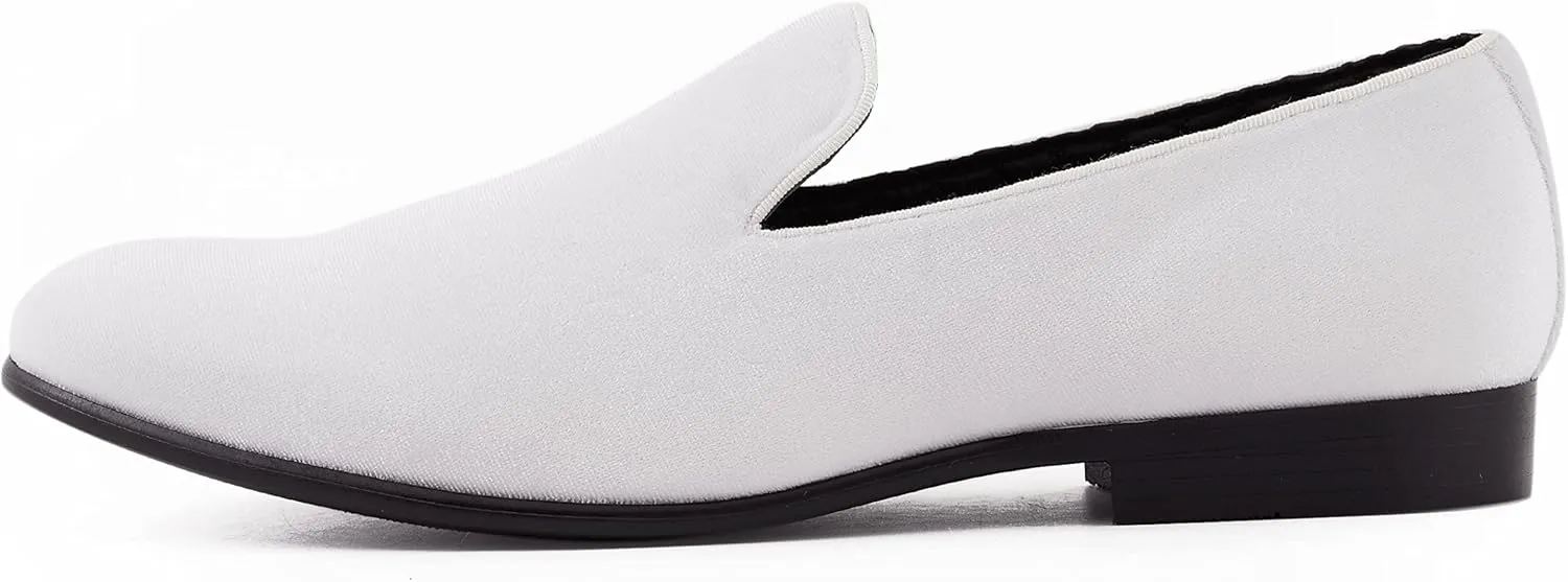 Amali Fishman Mens Dress Shoes Plush Velvet with a Quilted Design Slip-on Driver Shoes for Men Velvet Loafers The Original Smoking Men Tuxedo Slipper Shoes