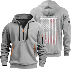 American Flag Hoodie Men 1/4 Zip Fashion Military Slim Fit Drawstring Sweatshirt Gym Basic Sweatshirt with Pockets