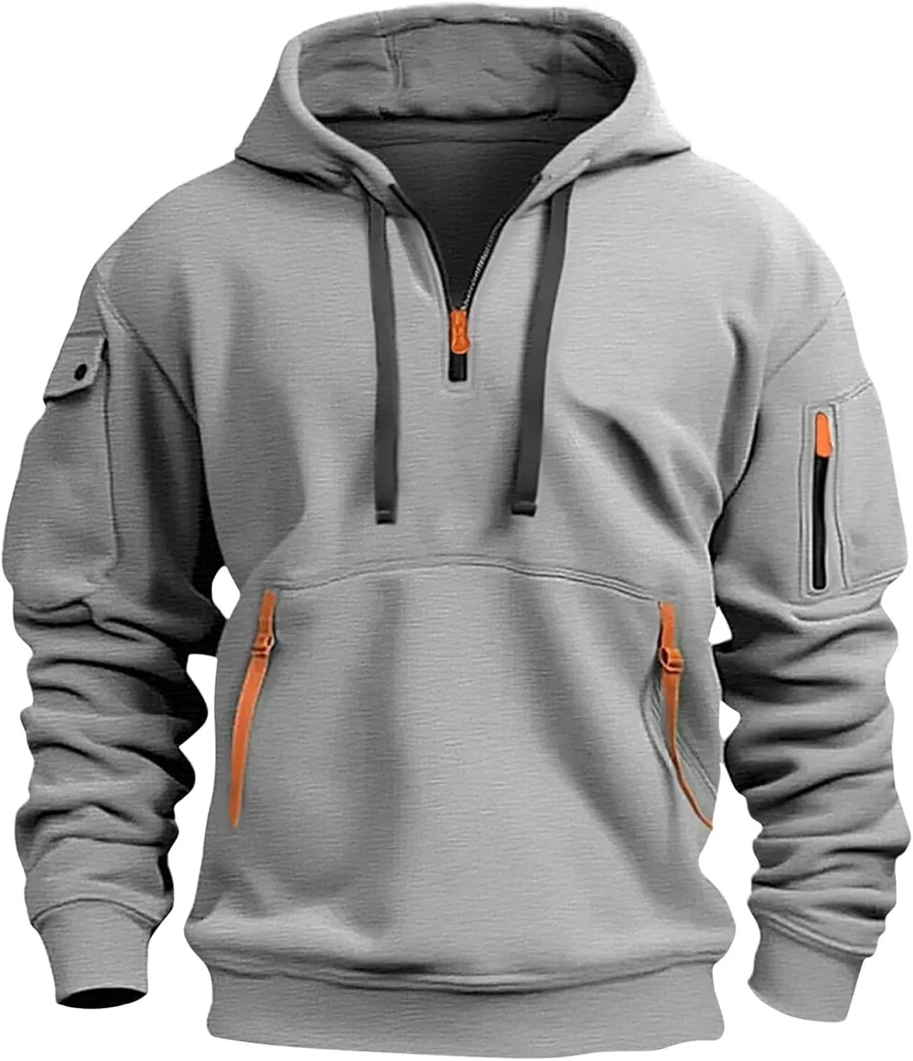 American Flag Hoodie Men 1/4 Zip Fashion Military Slim Fit Drawstring Sweatshirt Gym Basic Sweatshirt with Pockets