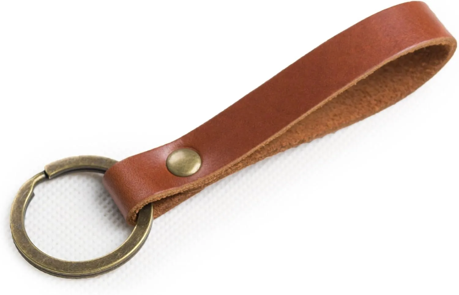 Ancicraft Leather Keychain Key Chain Strap Holder Ring Vintage Simple For Men Women (Red brown)