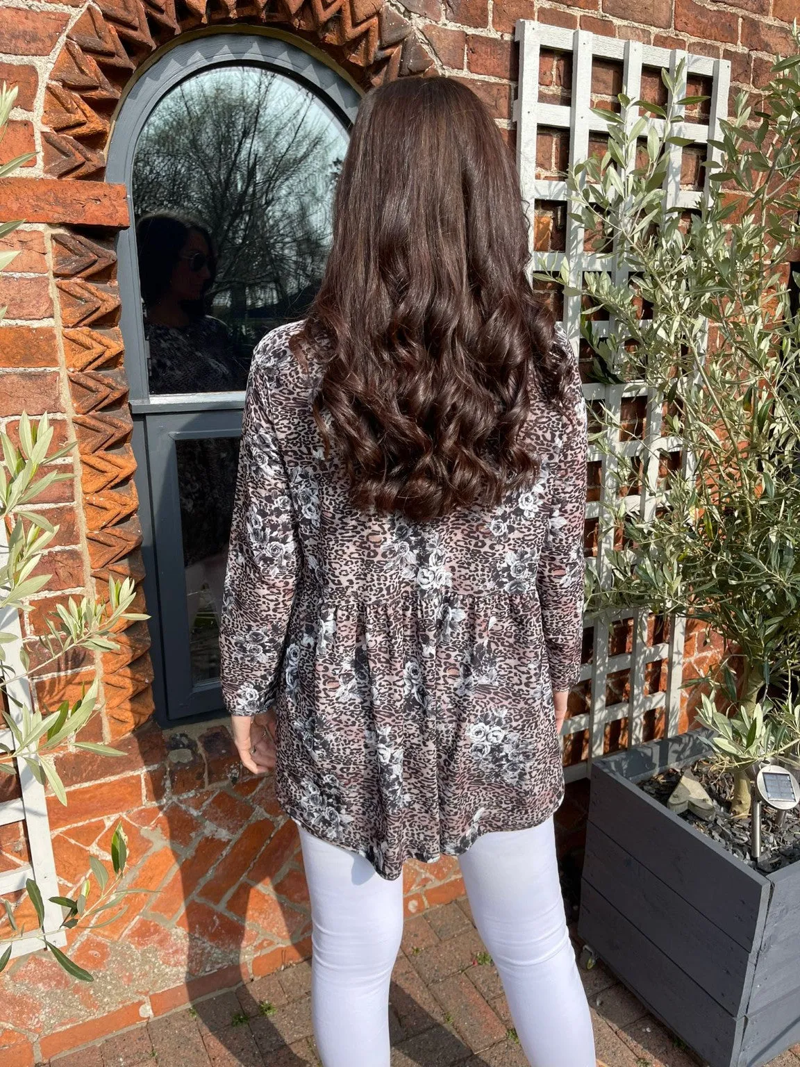 Animal Rose Peplum Top Roma