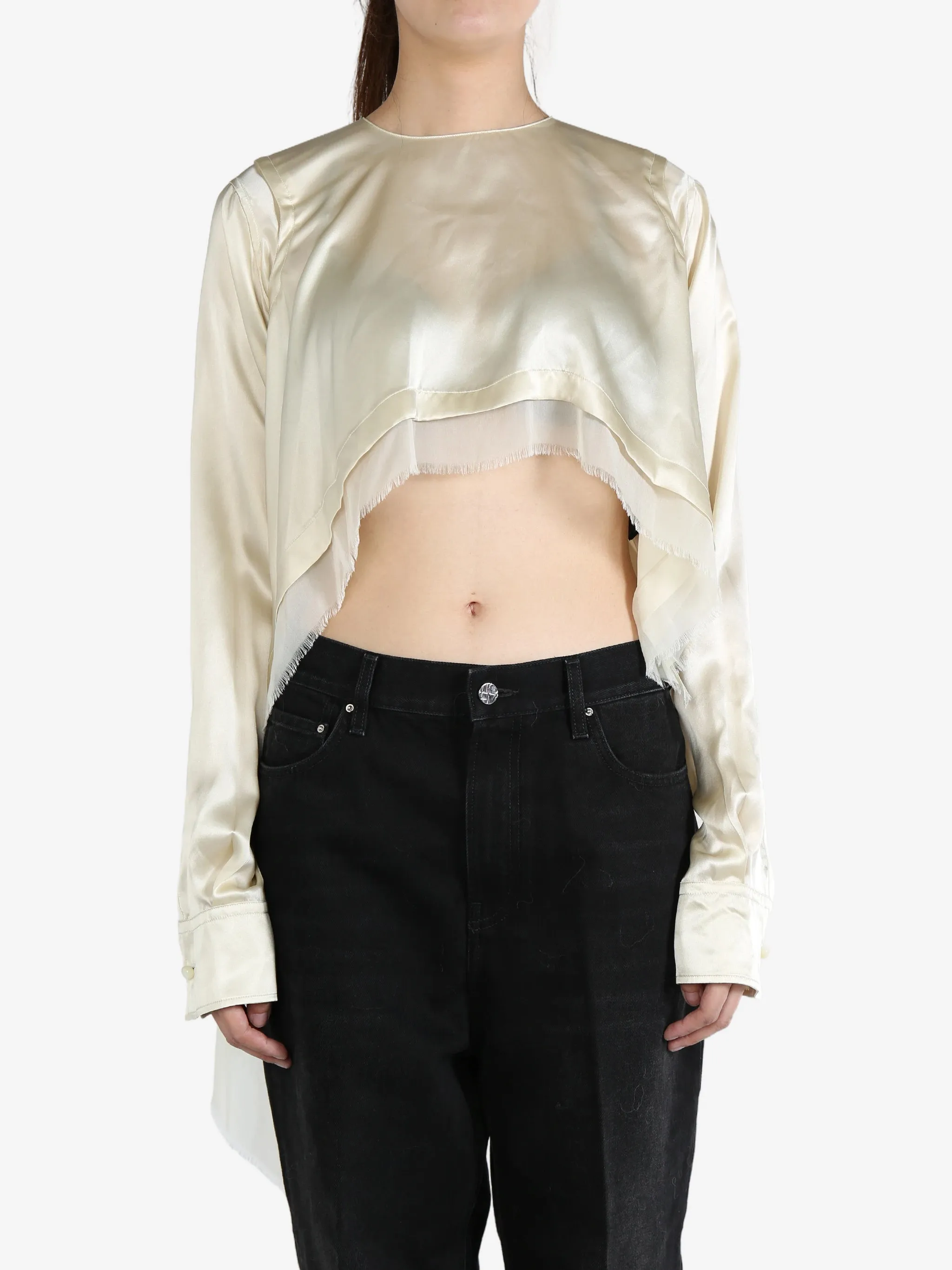 ANN DEMEULEMEESTER - Women Hedvig Cropped Asymmetric Shirt
