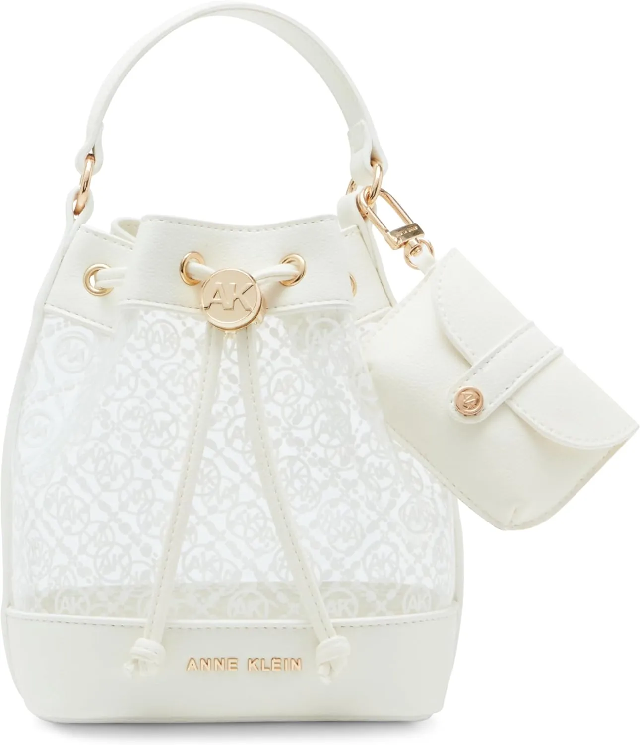 Anne Klein Ak Ring Logo Clear Bucket Crossbody with Card Case