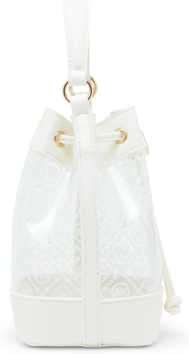 Anne Klein Ak Ring Logo Clear Bucket Crossbody with Card Case