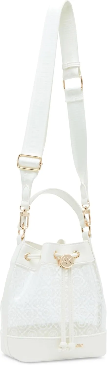 Anne Klein Ak Ring Logo Clear Bucket Crossbody with Card Case