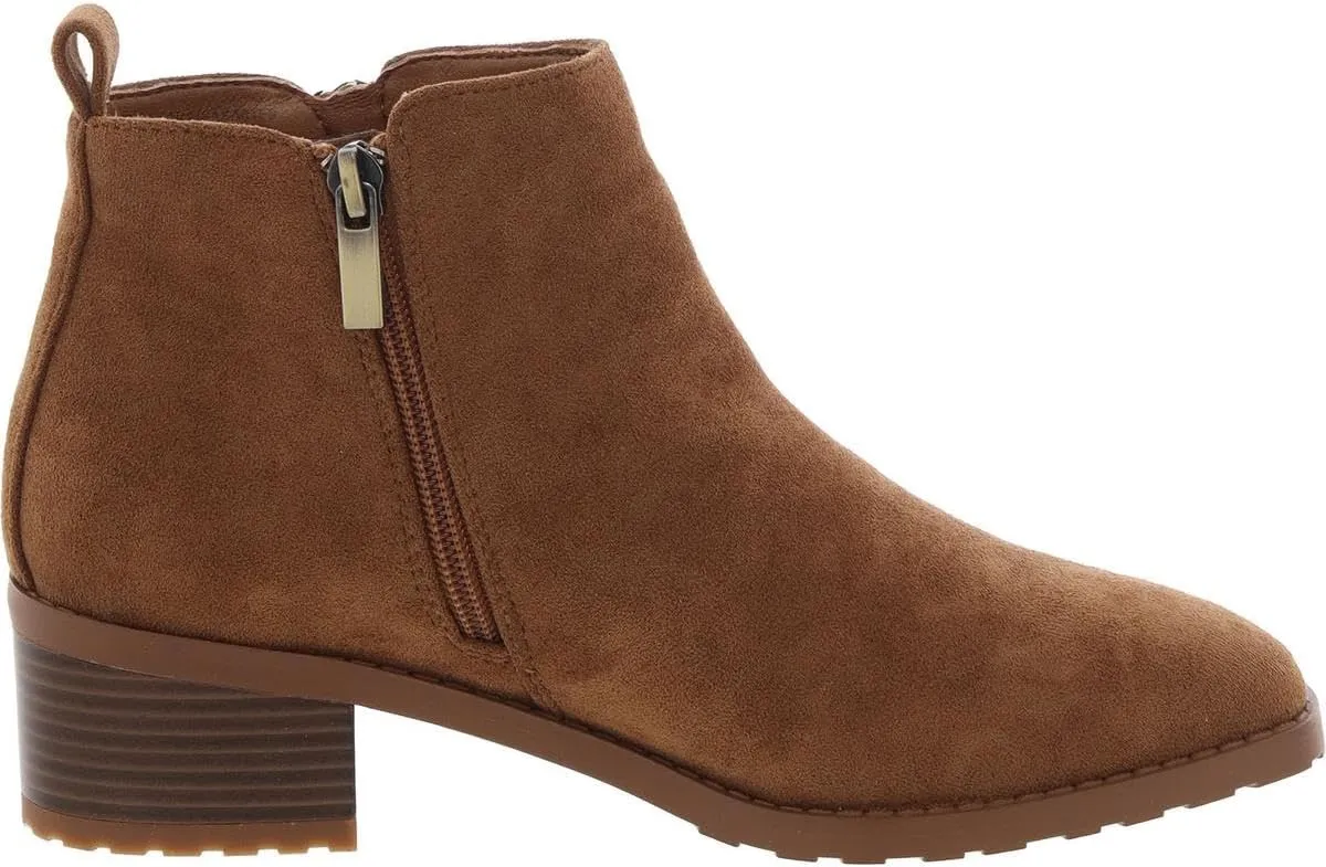 Anne Klein Womens AKSAKARA Double Zipper Faux Suede Ankle Boots
