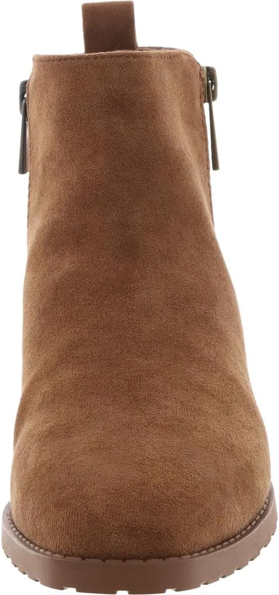 Anne Klein Womens AKSAKARA Double Zipper Faux Suede Ankle Boots