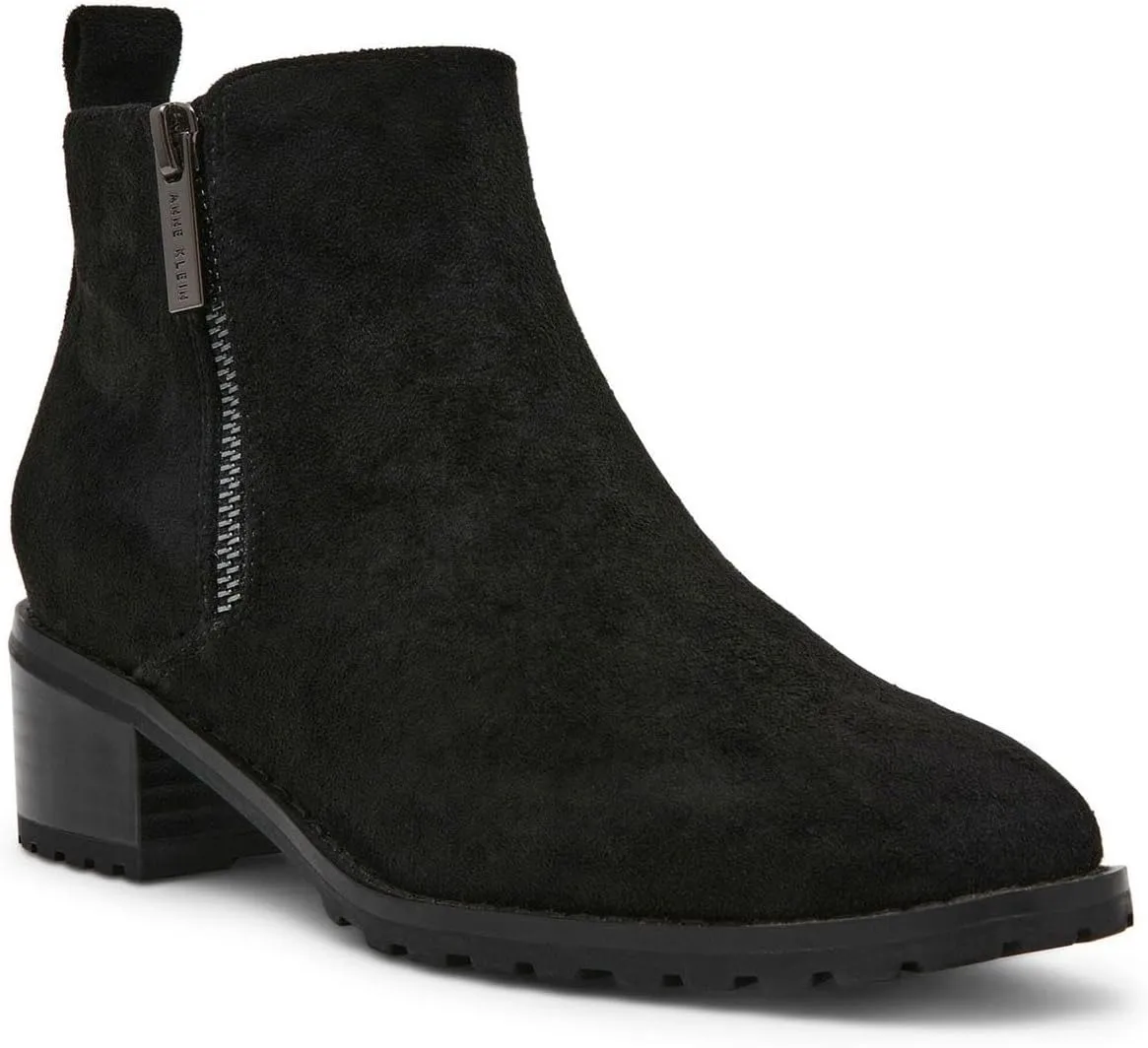 Anne Klein Womens AKSAKARA Double Zipper Faux Suede Ankle Boots