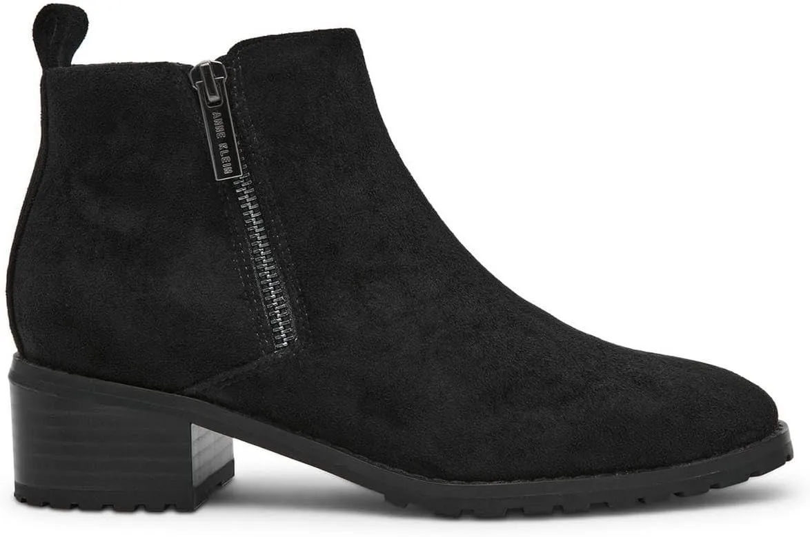 Anne Klein Womens AKSAKARA Double Zipper Faux Suede Ankle Boots