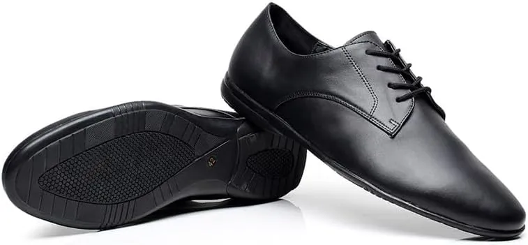AOQUNFS Men's Latin Dance Shoes Black Leather Ballroom Tango Salsa Character Shoes,Model 9020