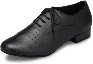 AOQUNFS Men's Latin Dance Shoes Black Leather Ballroom Tango Salsa Character Shoes,Model L148