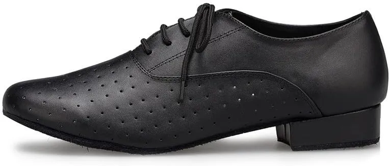 AOQUNFS Men's Latin Dance Shoes Black Leather Ballroom Tango Salsa Character Shoes,Model L148