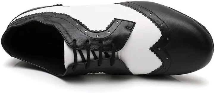 AOQUNFS Men's Latin Dance Shoes Black Patent Leather Leather Ballroom Tango Salsa Shoes,Model 8002