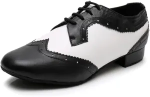 AOQUNFS Men's Latin Dance Shoes Black Patent Leather Leather Ballroom Tango Salsa Shoes,Model 8002