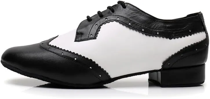AOQUNFS Men's Latin Dance Shoes Black Patent Leather Leather Ballroom Tango Salsa Shoes,Model 8002