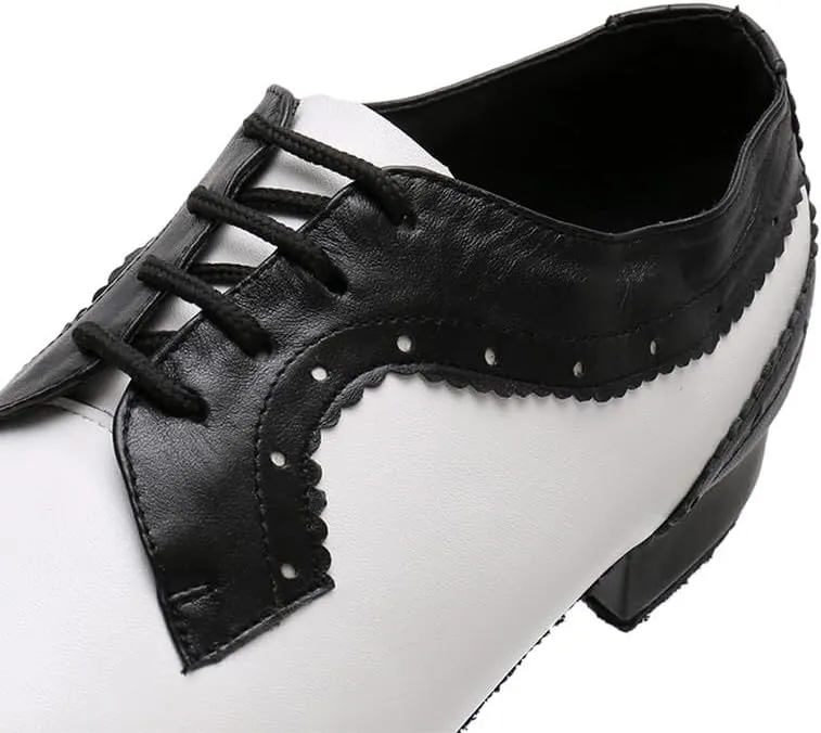 AOQUNFS Men's Latin Dance Shoes Black Patent Leather Leather Ballroom Tango Salsa Shoes,Model 8002