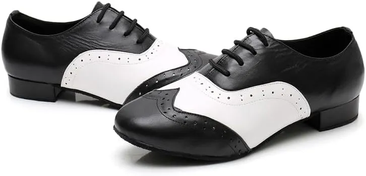 AOQUNFS Men's Latin Dance Shoes Black Patent Leather Leather Ballroom Tango Salsa Shoes,Model 8002