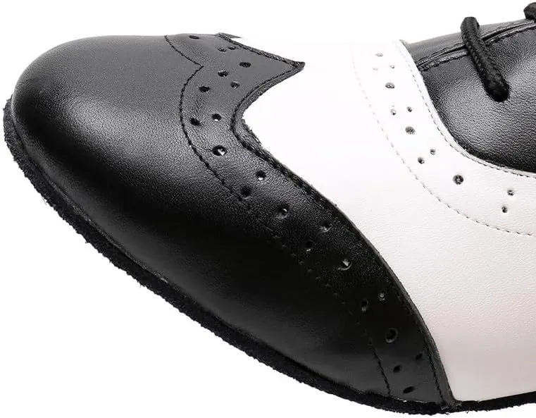 AOQUNFS Men's Latin Dance Shoes Black Patent Leather Leather Ballroom Tango Salsa Shoes,Model 8002