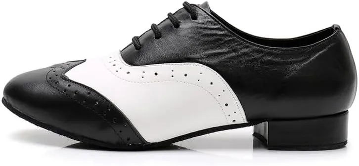 AOQUNFS Men's Latin Dance Shoes Black Patent Leather Leather Ballroom Tango Salsa Shoes,Model 8002