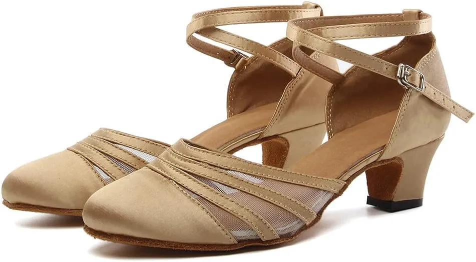 AOQUNFS Women's Latin Dance Shoes Closed Toe Tango Salsa Ballroom Practice Peformance Dancing Shoes,Model L189
