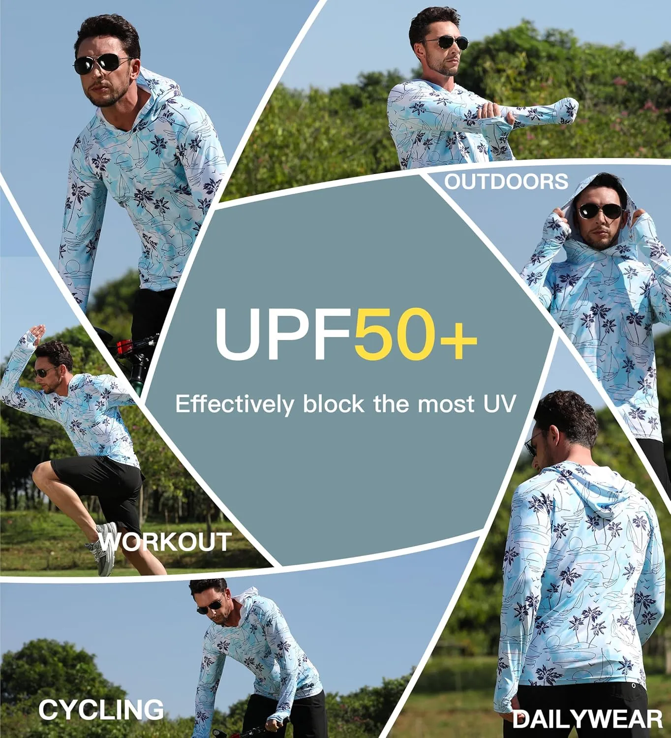 APTRO Men's UPF 50  Sun Protection Long Sleeve Hoodie Shirts UV Outdoor Fishing Shirts SPF Rash Guard Shirts for Men