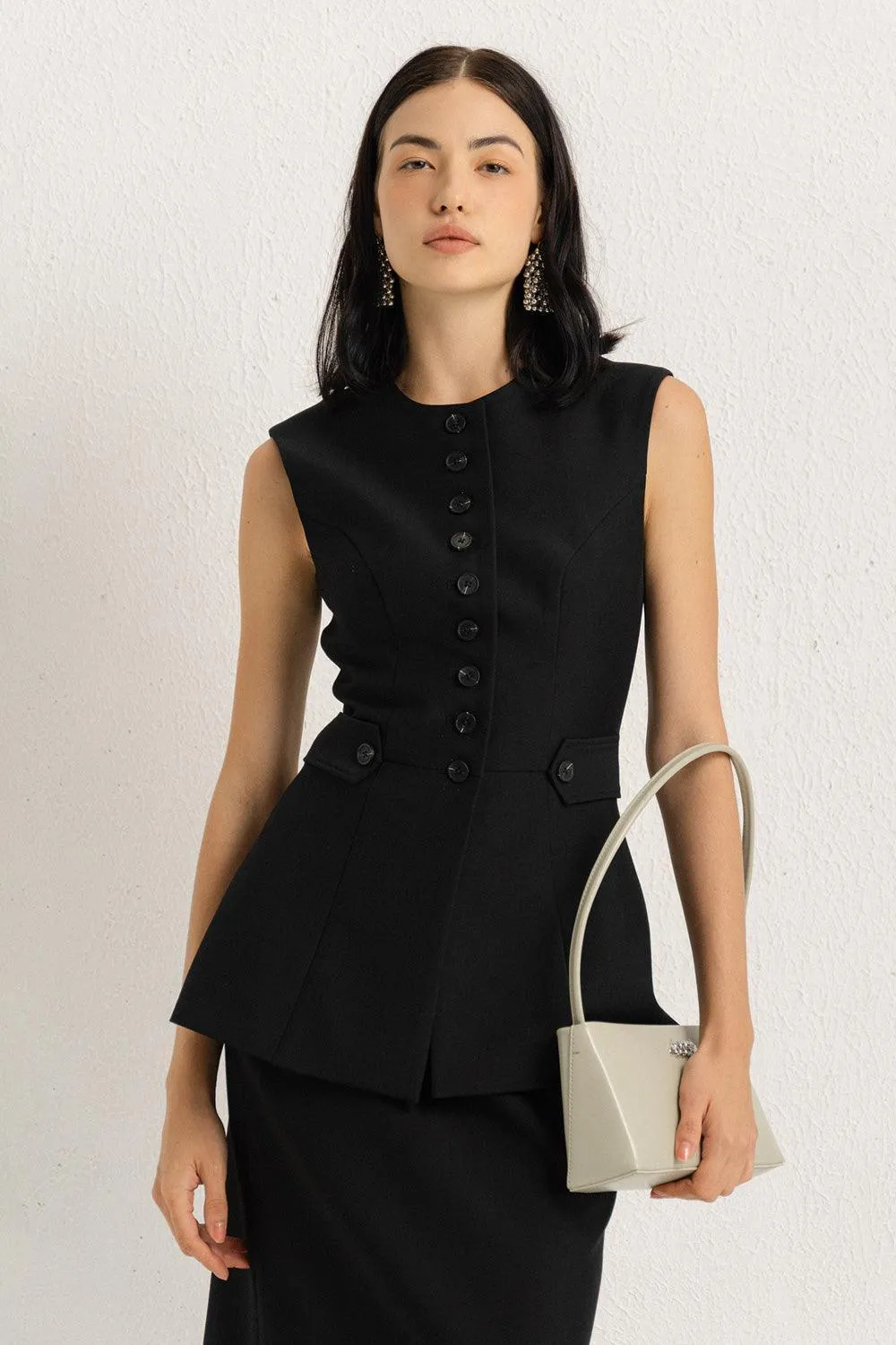 Ariyah Peplum Sleeveless Polycotton Top