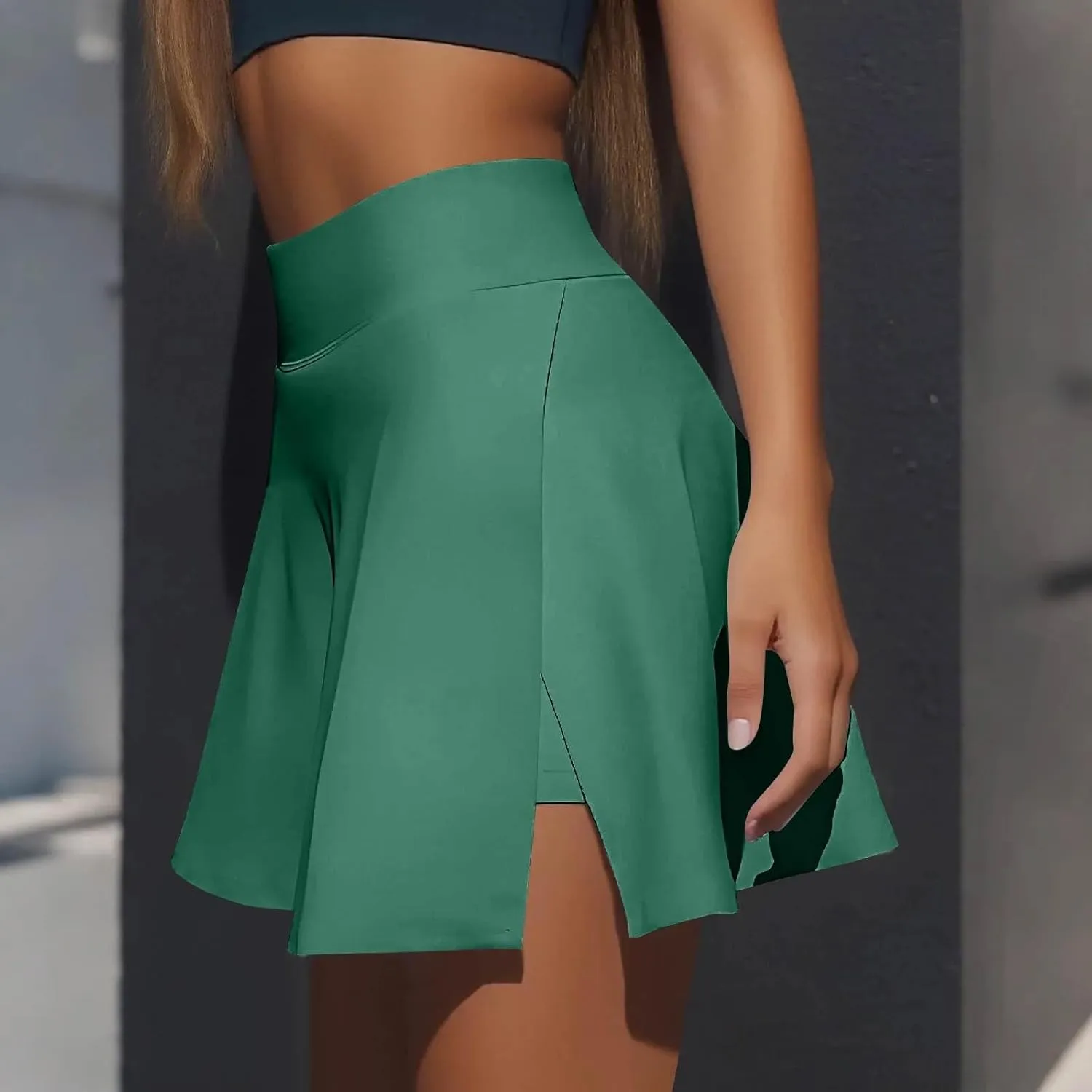 Athletic Skirts for Women with Shorts Underneath High Waisted Side Slit Tennis Skirt Sport Golf Skorts with Pockets