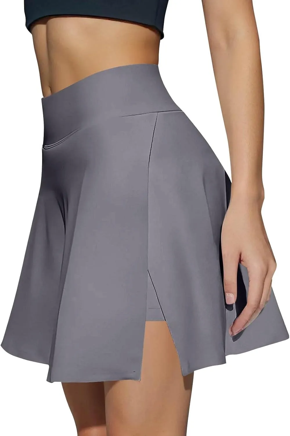 Athletic Skirts for Women with Shorts Underneath High Waisted Side Slit Tennis Skirt Sport Golf Skorts with Pockets