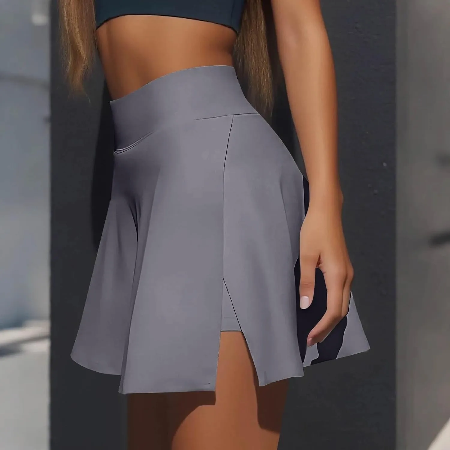Athletic Skirts for Women with Shorts Underneath High Waisted Side Slit Tennis Skirt Sport Golf Skorts with Pockets