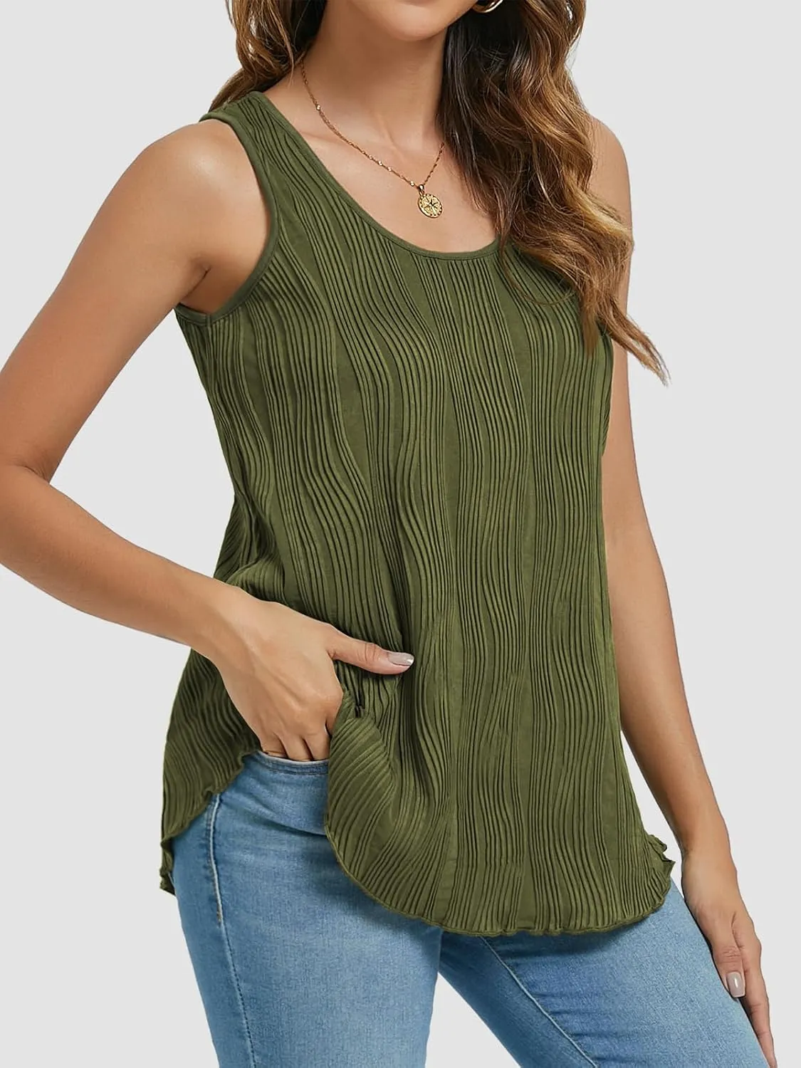 ATHMILE Women's Dressy Business Casual Tank Tops Summer Sleeveless Trendy Spring Blouses Flowy Work Shirts