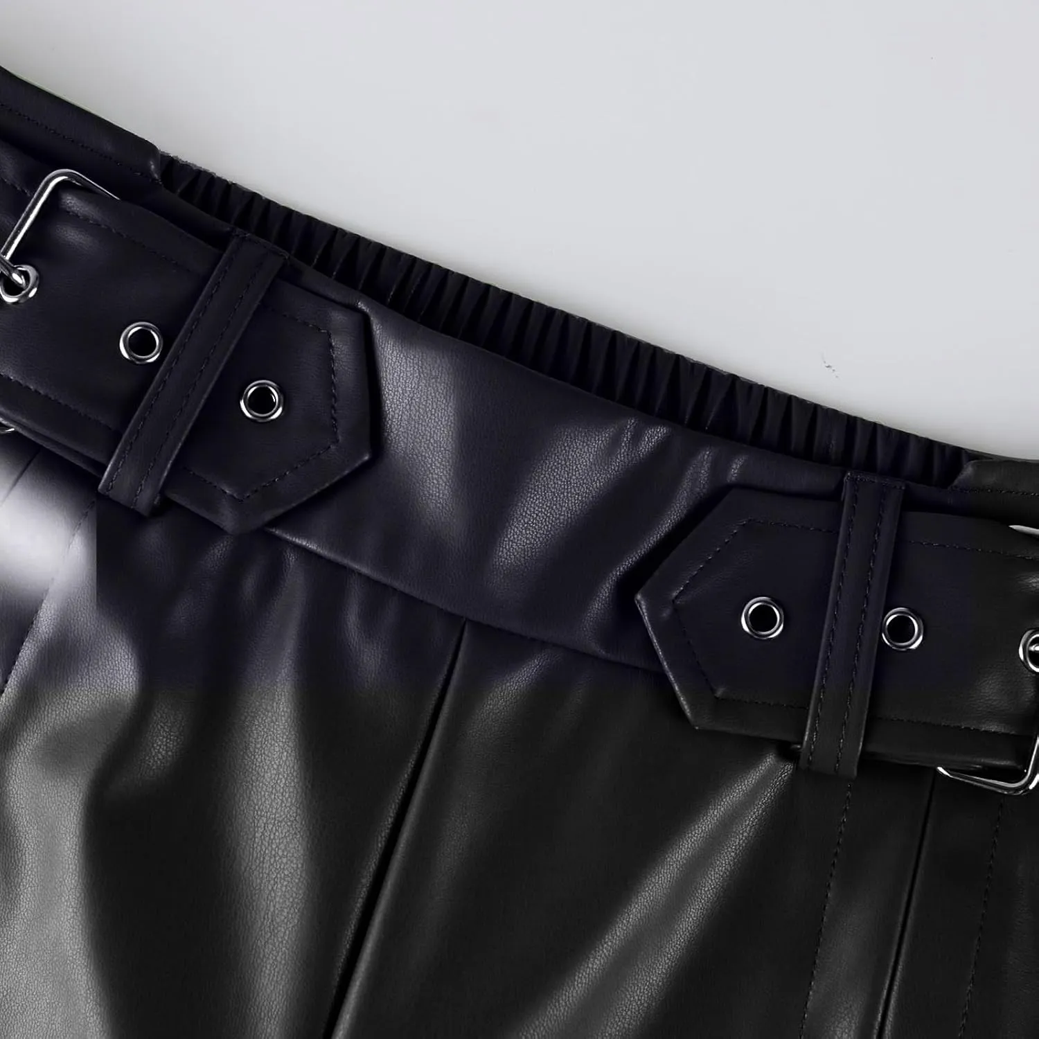 Azeralia Wide Leg Pants Woman Leather Pants High Waist Wide Leg Flared Pants Casual Loose Trousers