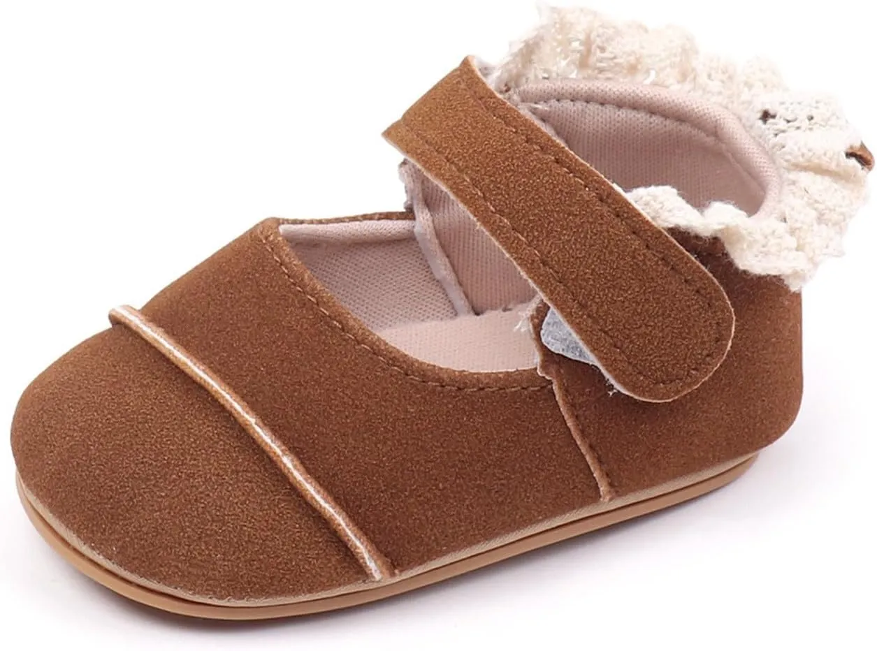 Baby Girls First Walking Shoes Infant Breathable Lightweight Slip On Slippers Casual Walking Shoes with Ankle Strap