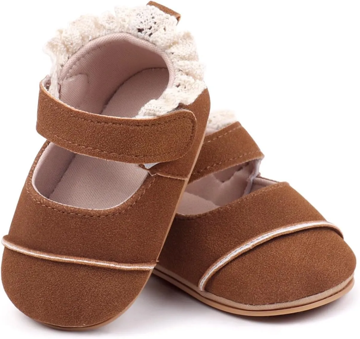 Baby Girls First Walking Shoes Infant Breathable Lightweight Slip On Slippers Casual Walking Shoes with Ankle Strap