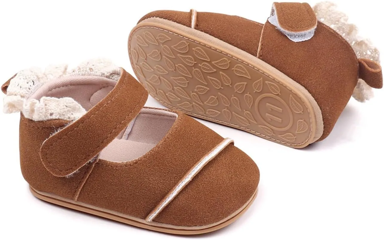 Baby Girls First Walking Shoes Infant Breathable Lightweight Slip On Slippers Casual Walking Shoes with Ankle Strap