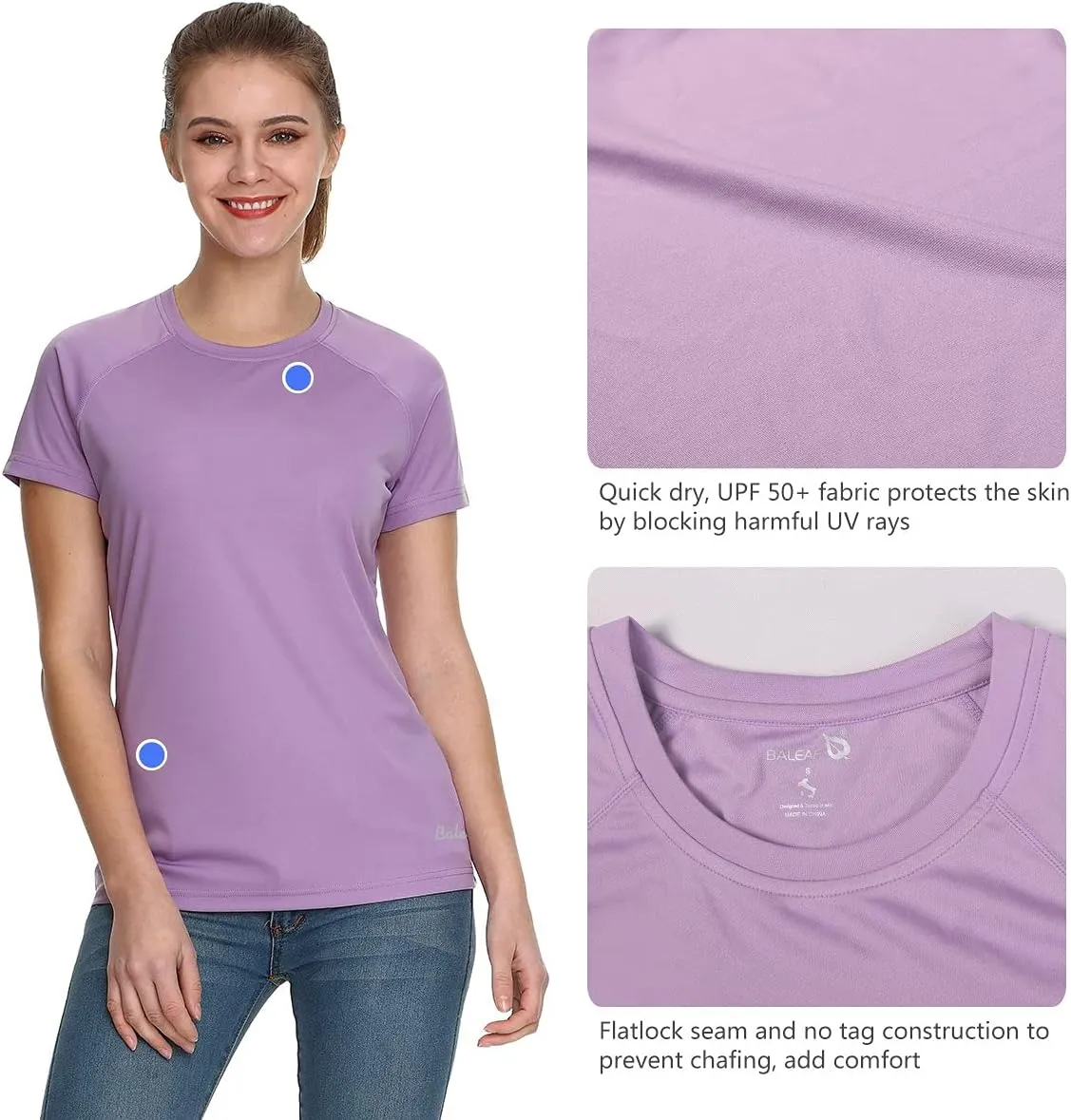 baleaf Women's UPF 50  UV Protection Shirts Short Sleeve T-Shirts SPF Sun Shirts Quick Dry Outdoor Performance Tops