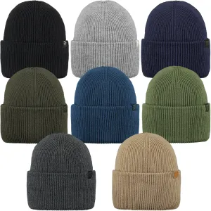 Barts Haveno High Cuffed Ribbed Knit Stretchy Beanie Hat