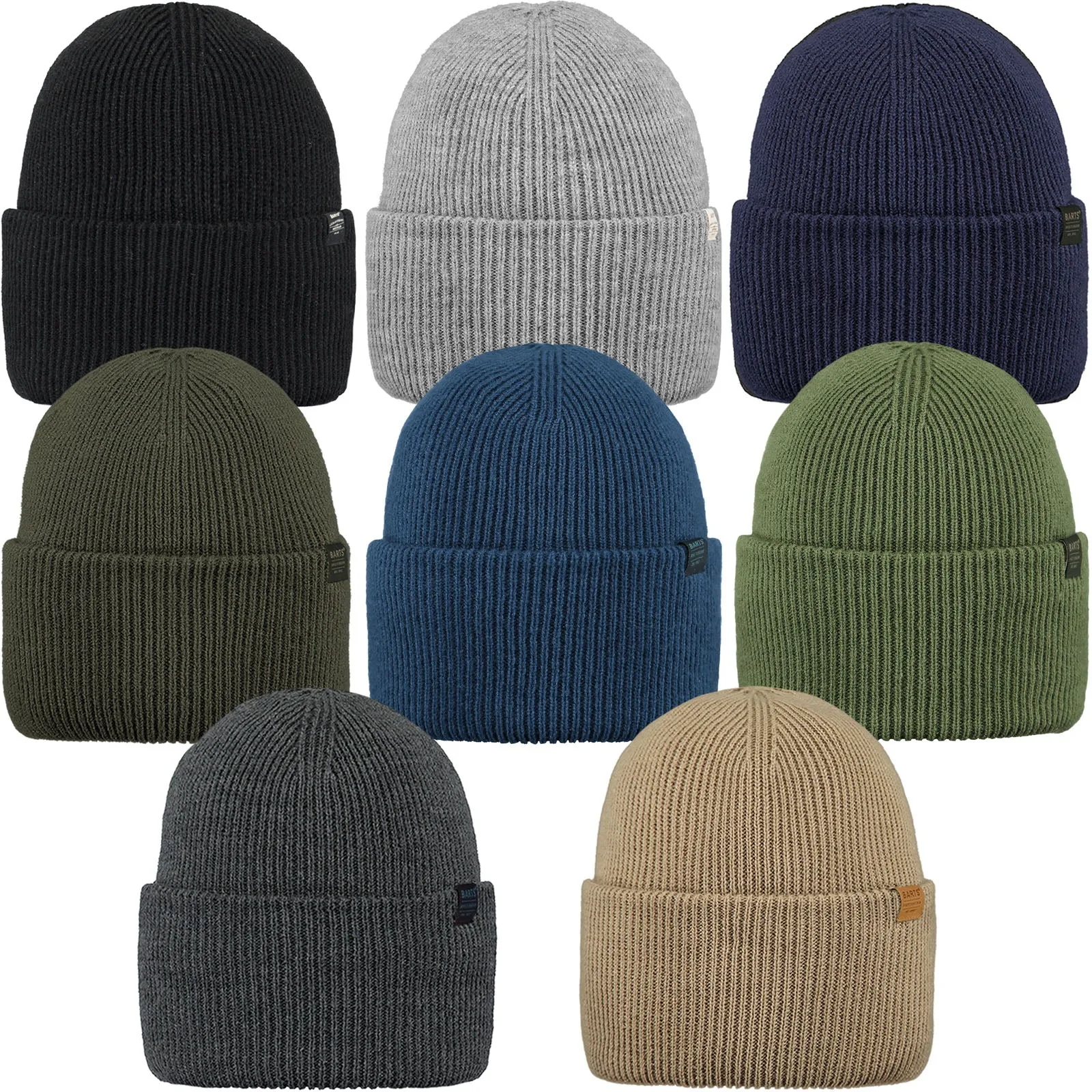 Barts Haveno High Cuffed Ribbed Knit Stretchy Beanie Hat